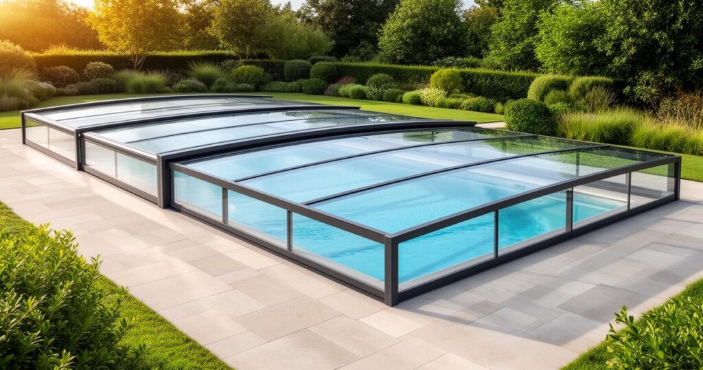 Comparatif des 4 meilleurs abris de piscine en 2026 : Azenco, Abridéal, Gustave Rideau et Abrisud